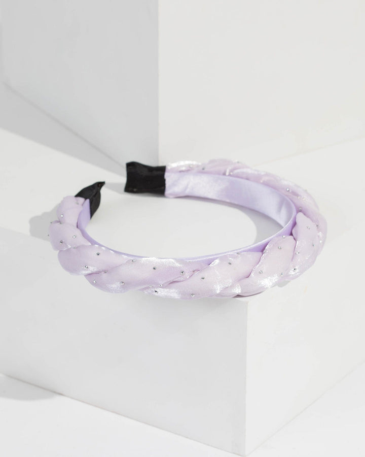 Purple Braided Crystal Detail Headband | Hair Accessories
