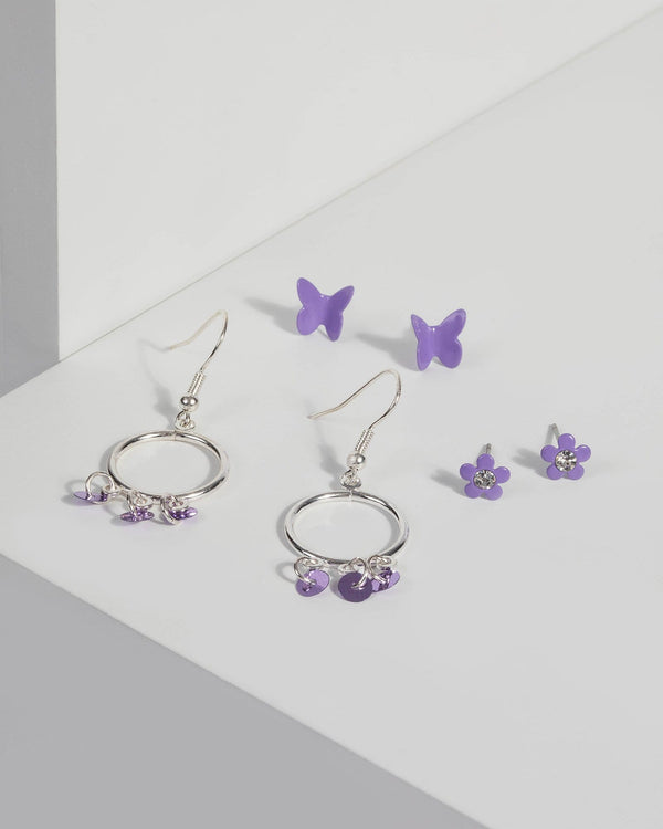 Purple Butterfly Earring Set | Earrings