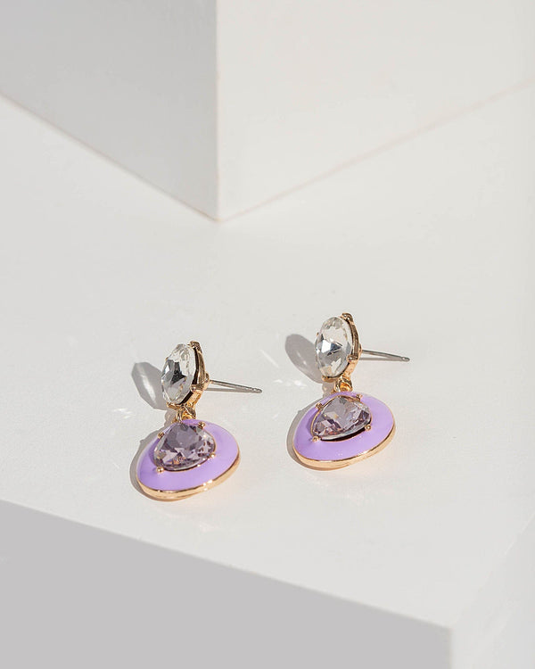 Colette by Colette Hayman Purple Crystal Enamel Tear Drop Earrings