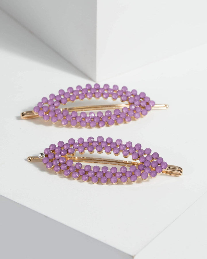 Purple Crystal Hair Clips | Hair Accessories