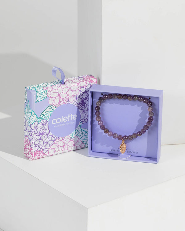 Purple Crystal Heart Chakra Bracelet | Wristwear