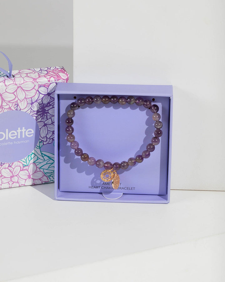 Purple Crystal Heart Chakra Bracelet | Wristwear