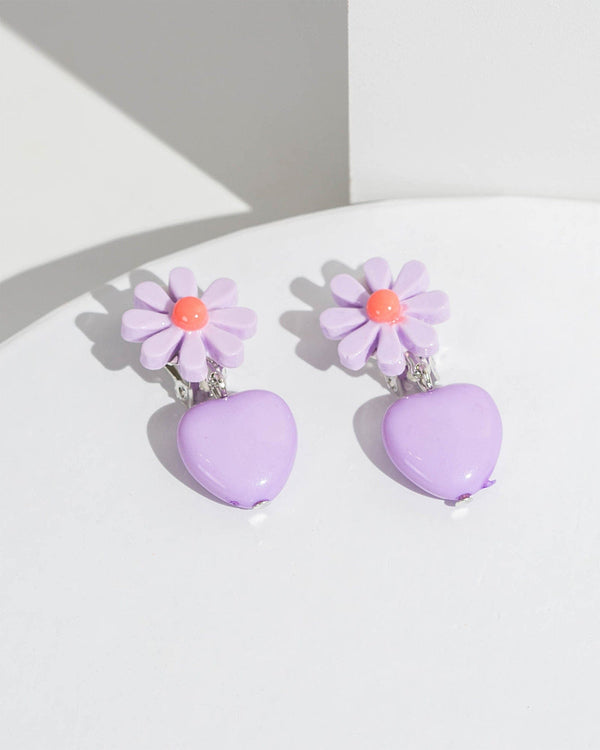 Colette by Colette Hayman Purple Flower Clip On Earrings