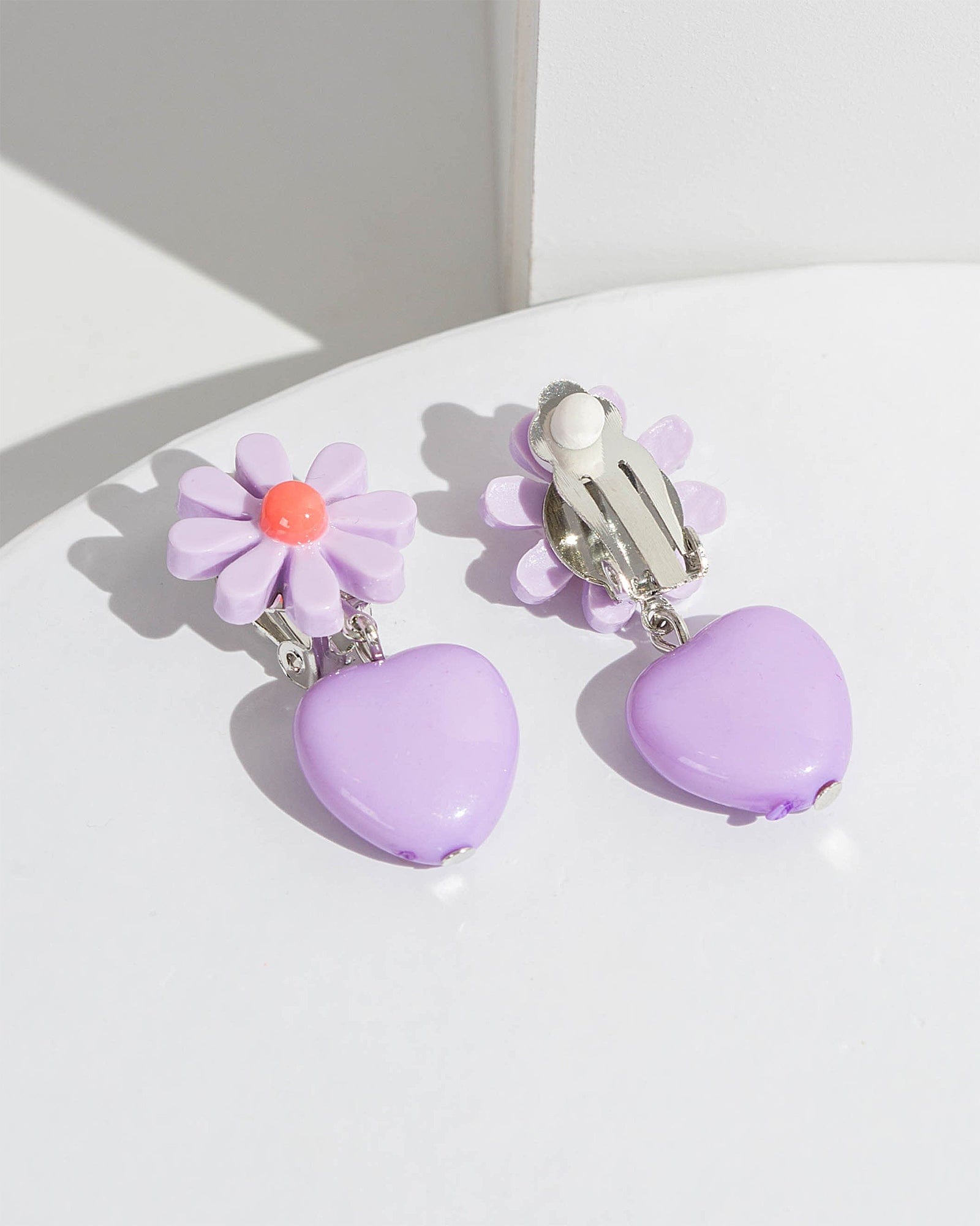 Pink & Purple Geometric Statement Clip On Earrings Handmade- 