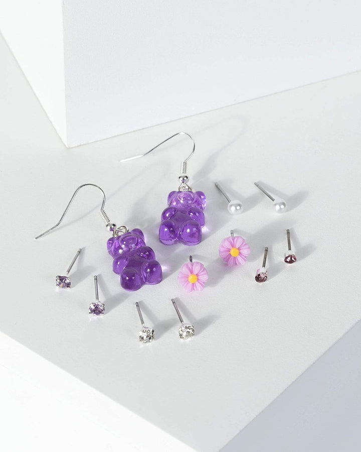 Colette by Colette Hayman Purple Gummy Bear Stud Earring Pack