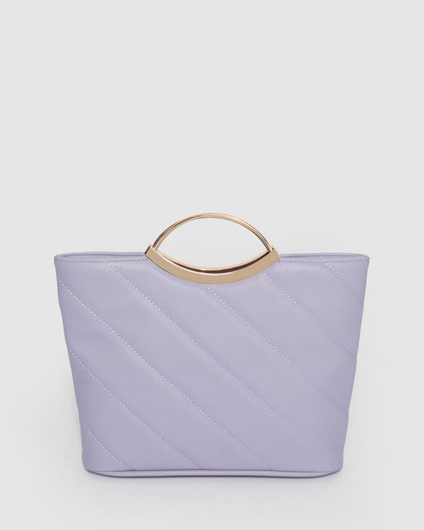 Purple Jessie Diag Quilt Clutch Bag | Clutch Bags