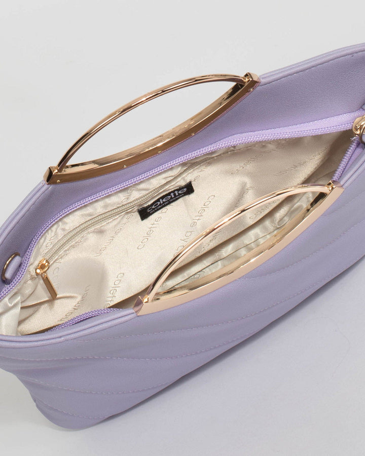 Colette by Colette Hayman Purple Jessie Diag Quilt Clutch Bag