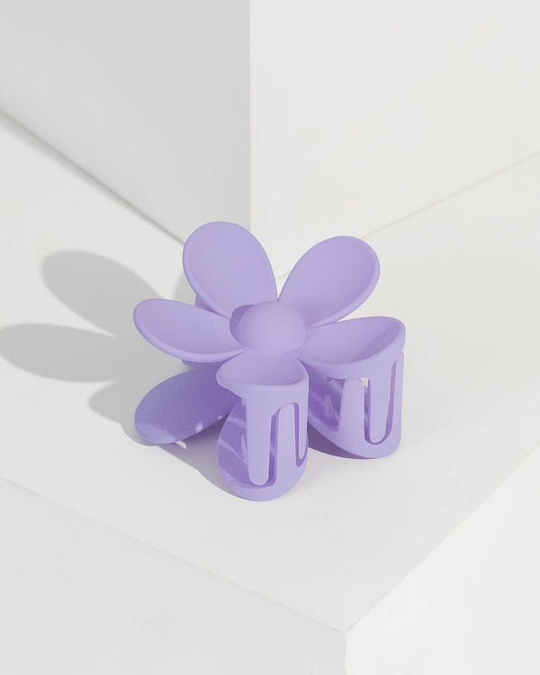 Purple Large Flower Matte Claw Clip | Hair Accessories