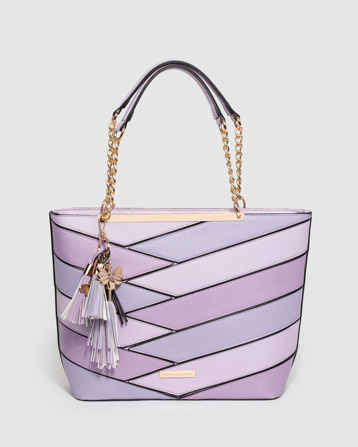 Purple Makayla Panelled Tote Bag | Tote Bags