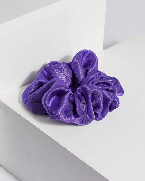 Purple Medium Satin Scrunchies | Hair Accessories