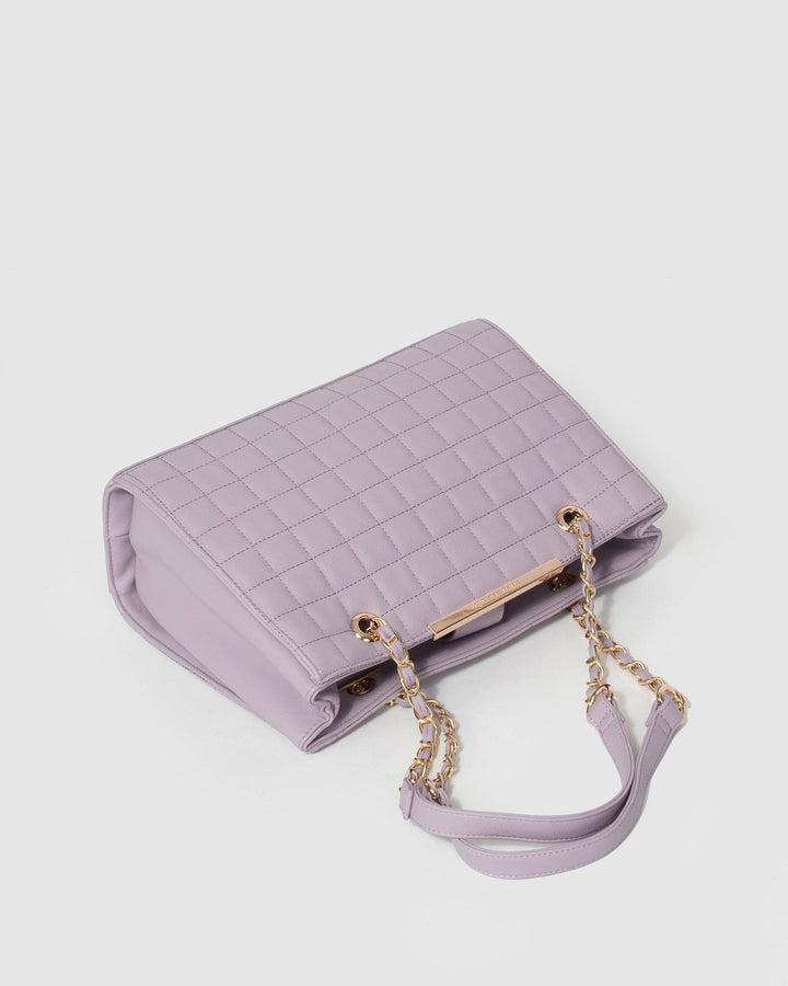 Purple Megan Cube Quilt Tote Bag | Tote Bags