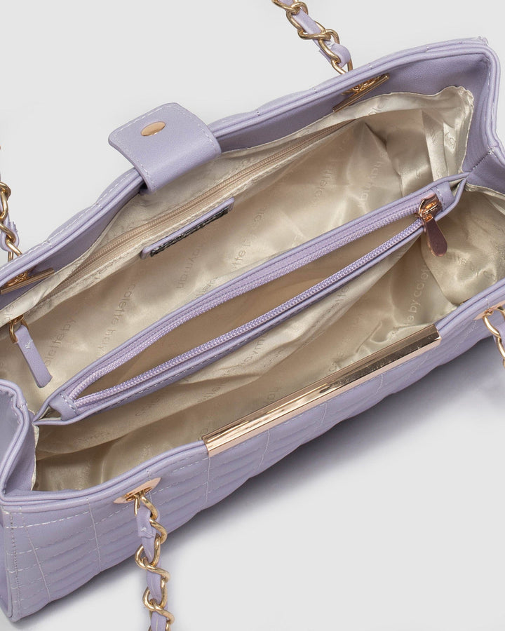 Purple Megan Cube Quilt Tote Bag | Tote Bags