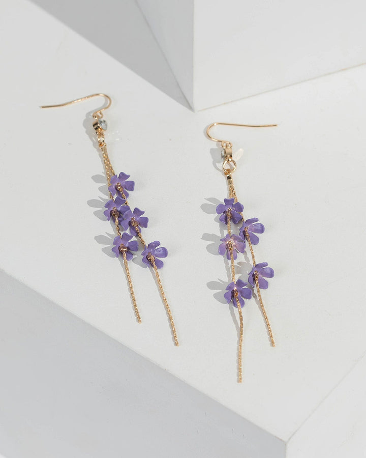 Purple Multi Little Flowers Drop Earrings | Earrings
