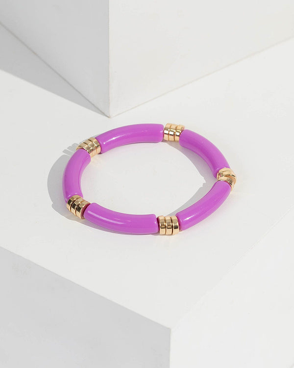 Purple Multi Panel Stretch Bracelet | Wristwear