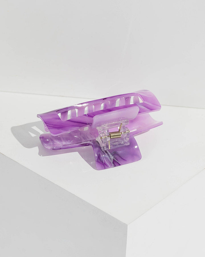 Purple Rectangle Swirl Effect Claw Clip | Hair Accessories