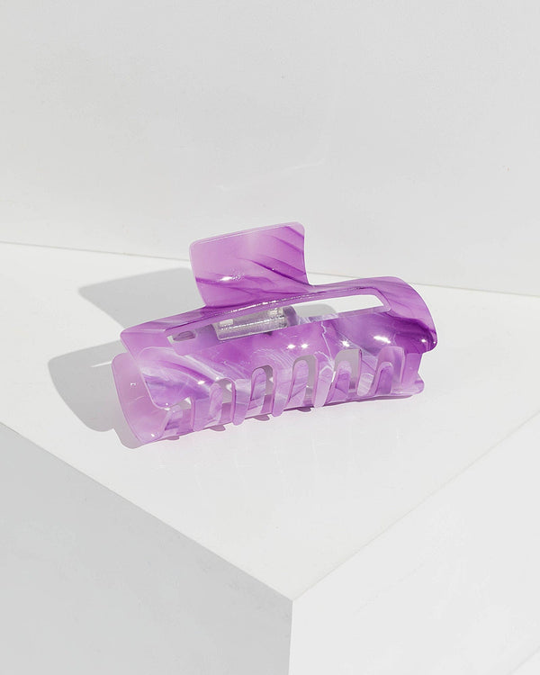 Purple Rectangle Swirl Effect Claw Clip | Hair Accessories