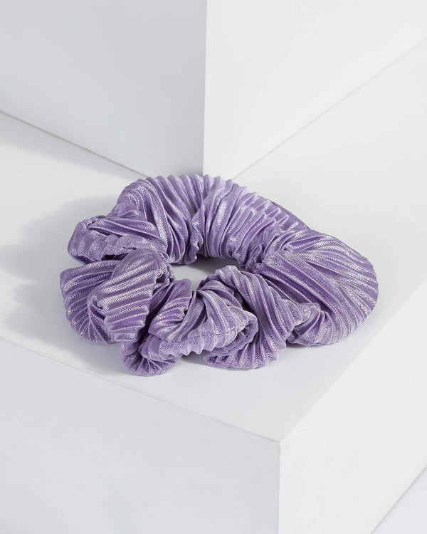 Purple Ribbed Block Scrunchie | Accessories