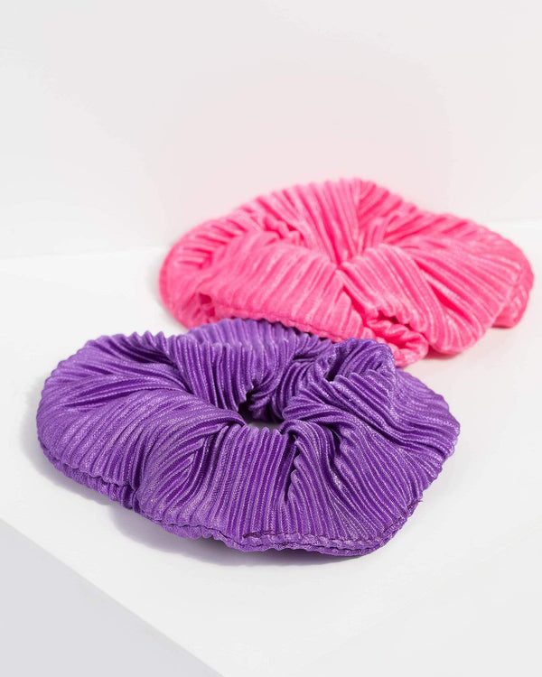 Purple Ribbed Scrunchies | Hair Accessories