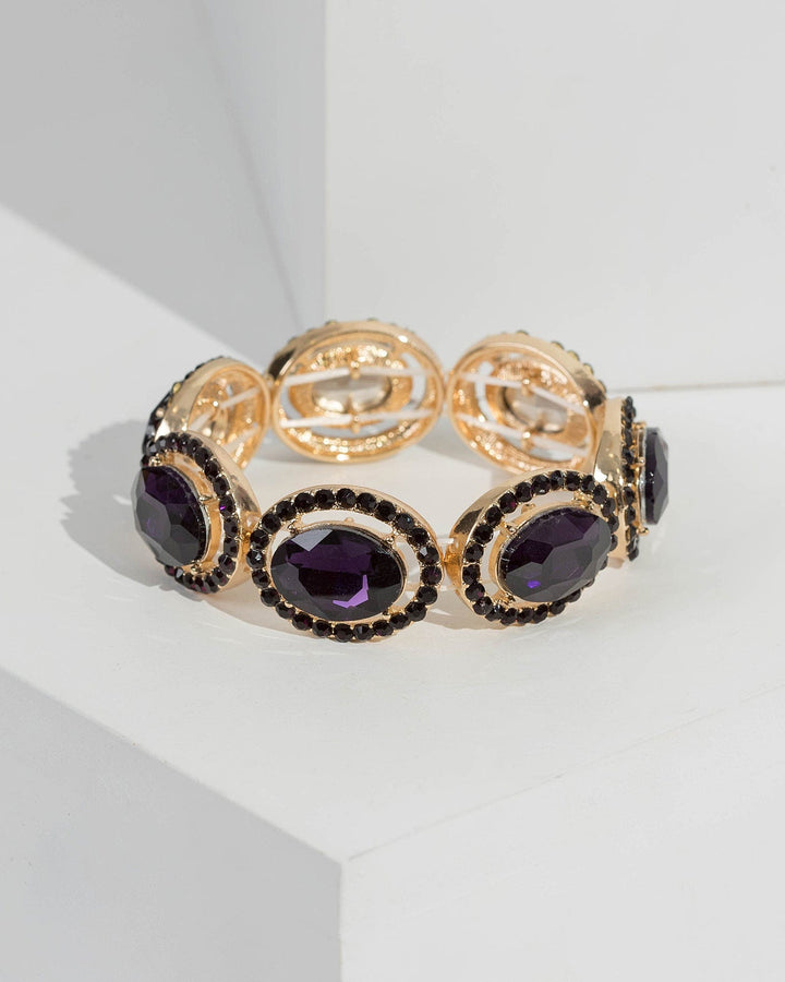 Purple Round Crystal Detail Bracelet | Wristwear