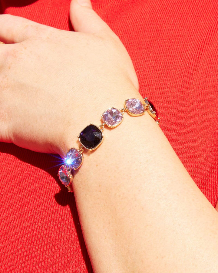 Purple Round Crystal Toggle Bracelet | Wristwear