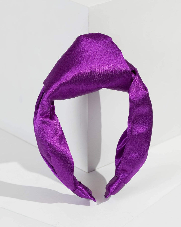 Purple Satin Knotted Top Headband | Hair Accessories