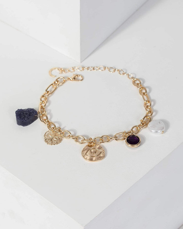 Purple Stone Charm Bracelet | Wristwear