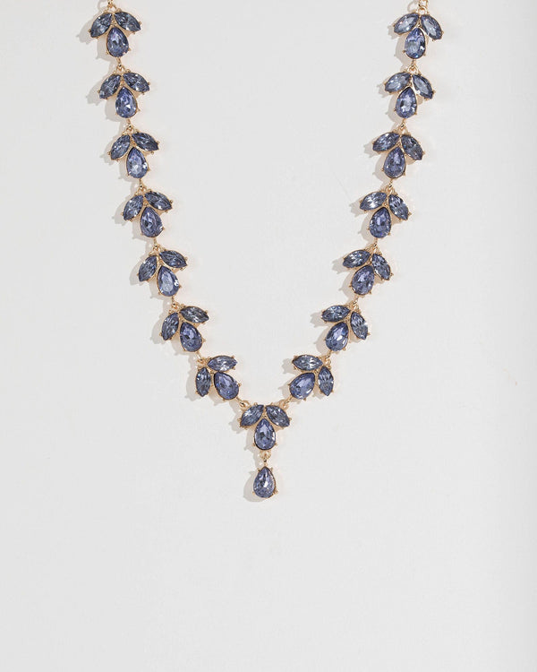 Purple Tear Drop Crystal Necklace | Necklaces