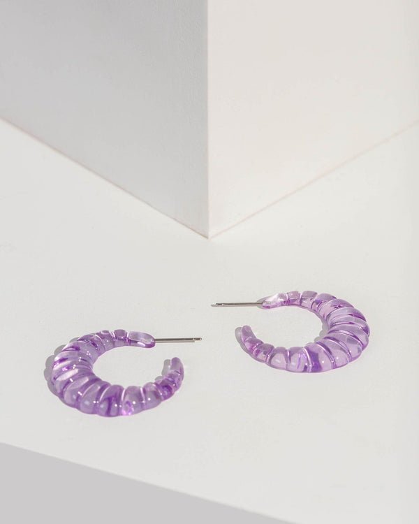 Colette by Colette Hayman Purple Wavy Jelly Hoop Earrings