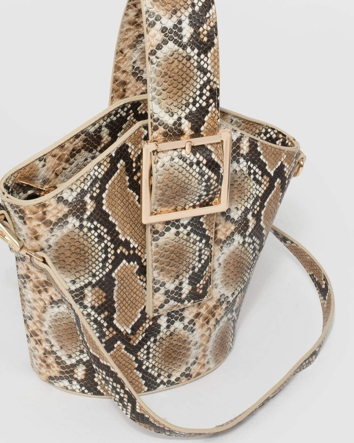 Python Print Toya Buckle Bag | Tote Bags
