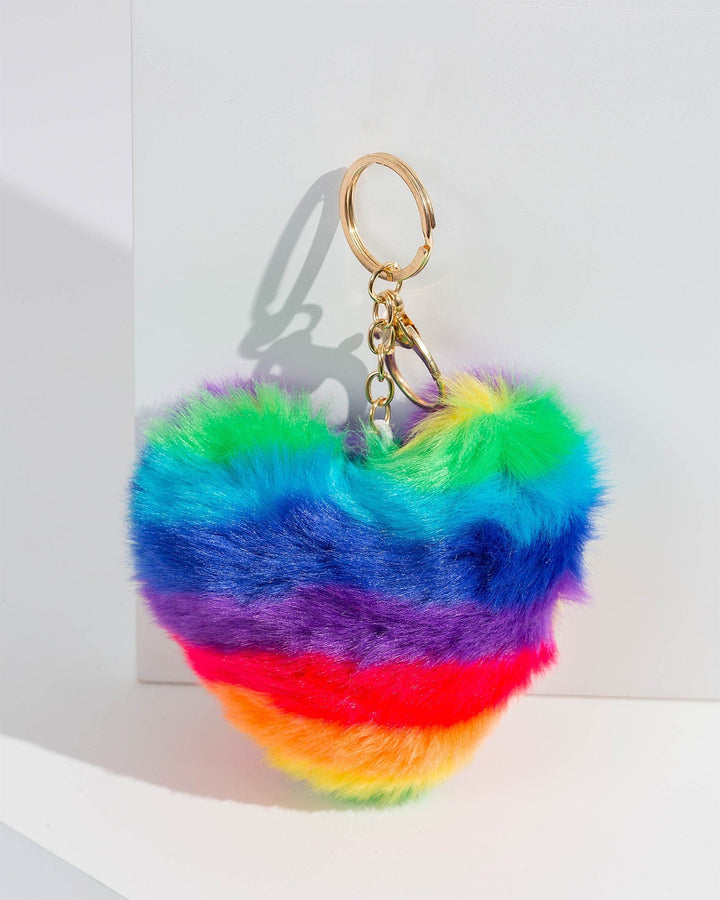 Colette by Colette Hayman Rainbow Fluffy Heart Keyring