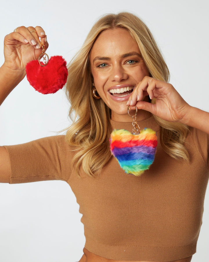 Colette by Colette Hayman Rainbow Fluffy Heart Keyring