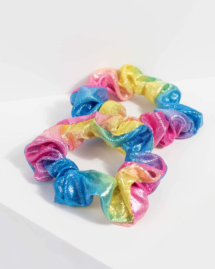 Rainbow Small Metallic Scrunchies | Hair Accessories