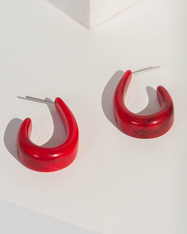 Colette by Colette Hayman Red Acrylic Hoop Earrings