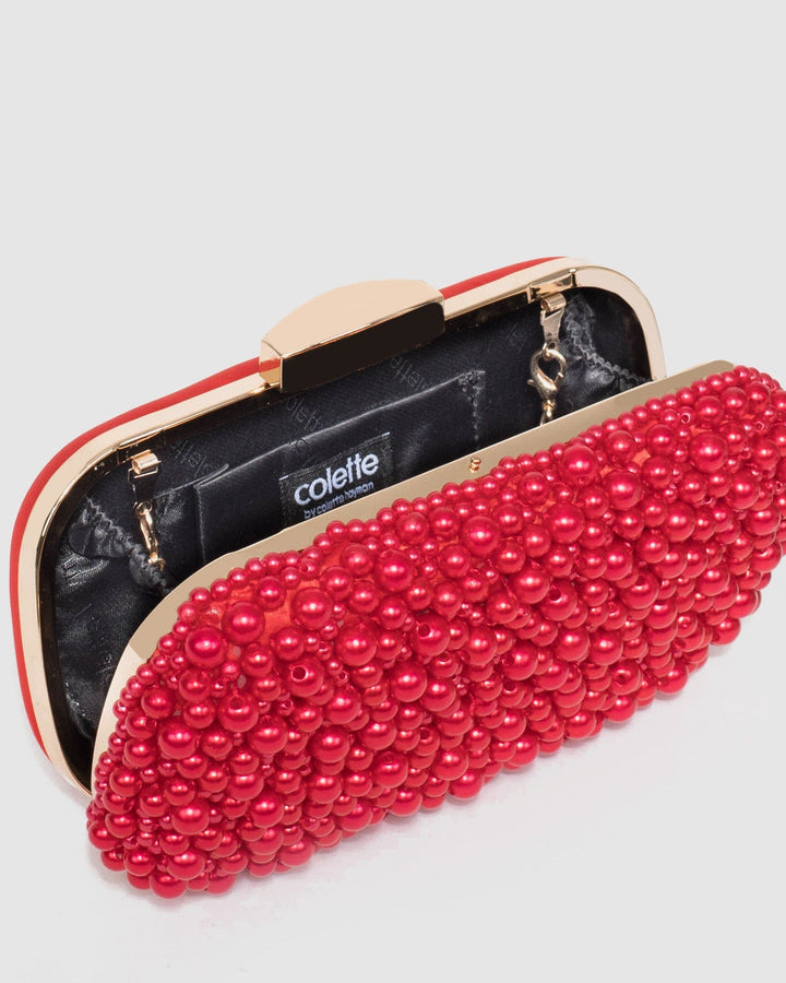 Colette by Colette Hayman Red Alina Beaded Clutch Bag