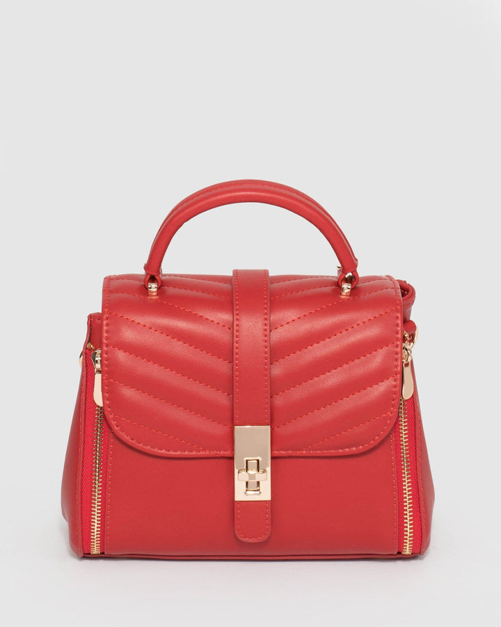 Red Alix Lock Top Handle Bag | Tote Bags