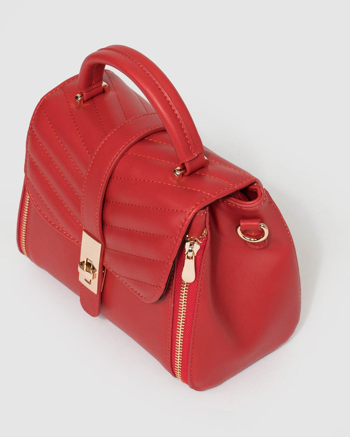 Colette by Colette Hayman Red Alix Lock Top Handle Bag