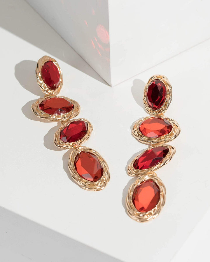 Colette by Colette Hayman Red Alternated Organic Crystal Earrings