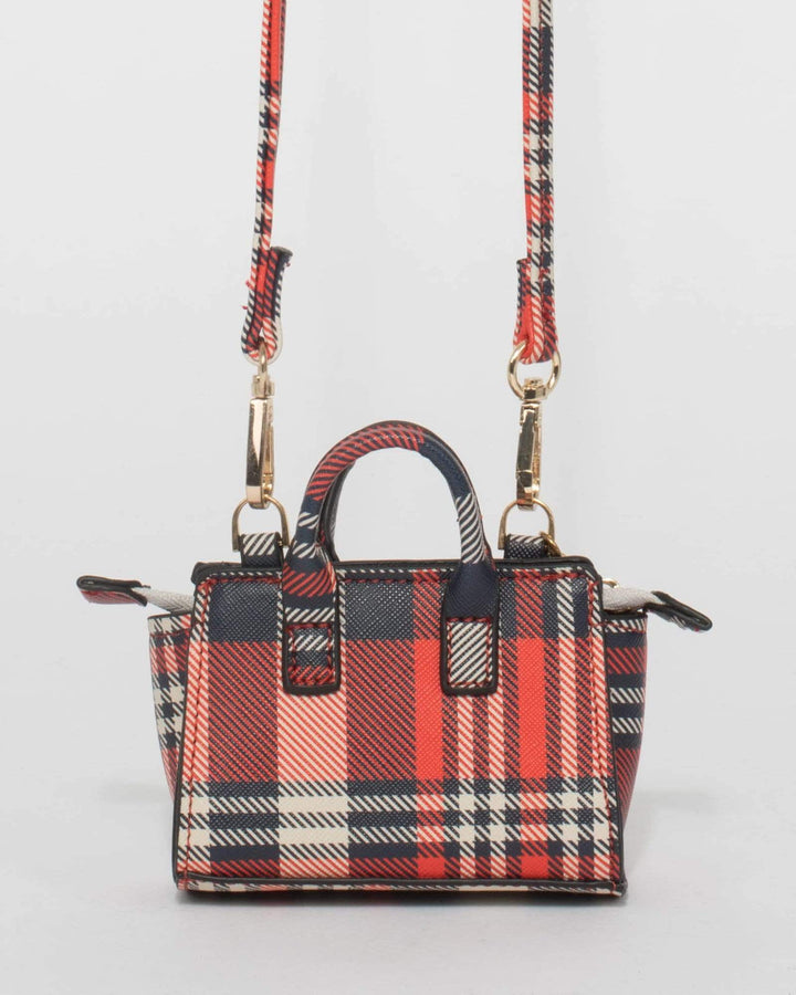 Red And Navy Blue Check Claire Mini Bag | Mini Bags