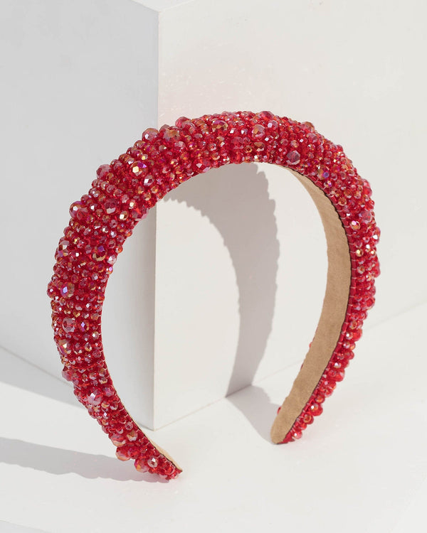 Red Beaded Row Headband | Hair Accessories