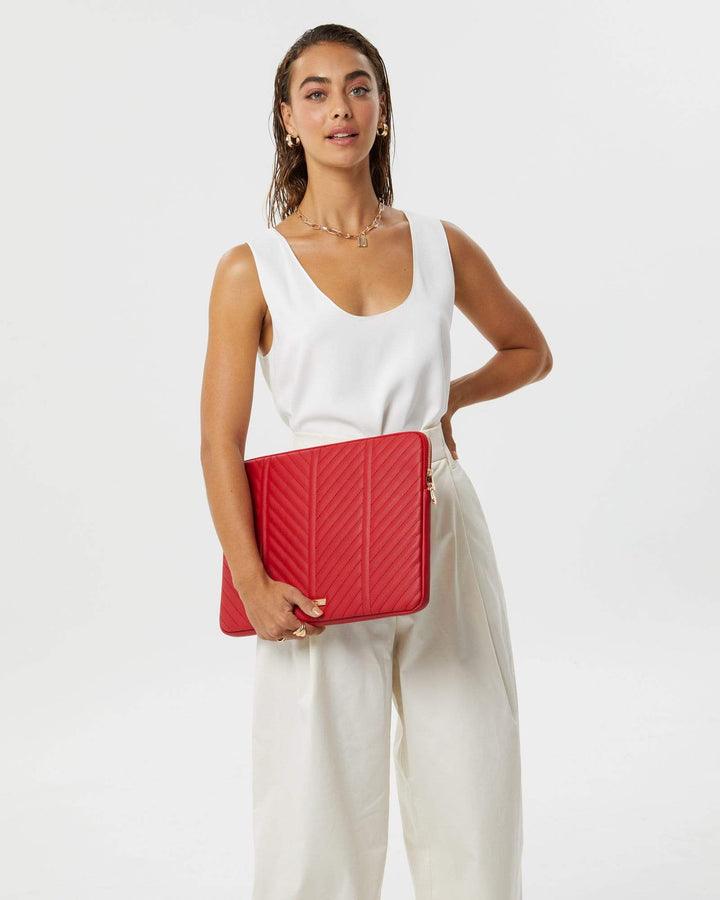 Red Chloe Quilt Tech Case | Work Bags