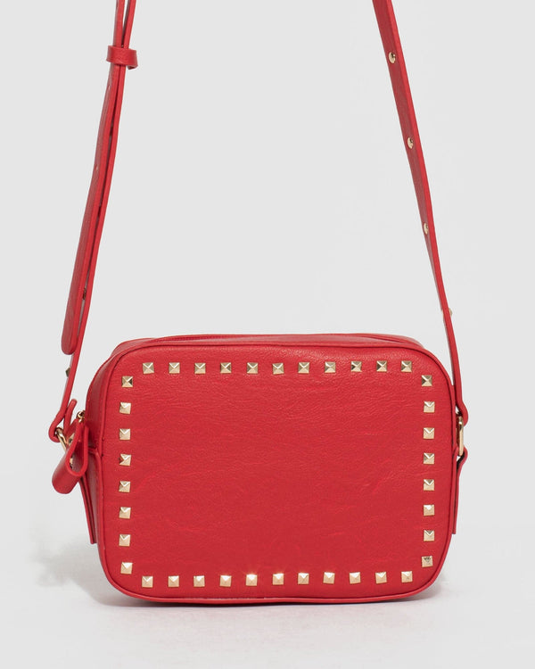 Red Chloe Stud Crossbody Bag | Crossbody Bags