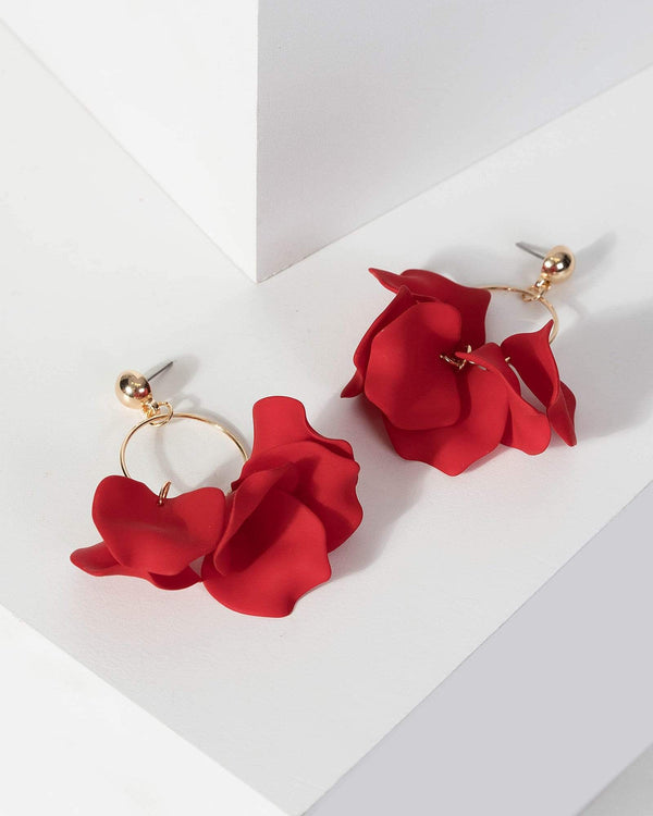Red Circle Petal Earrings | Earrings