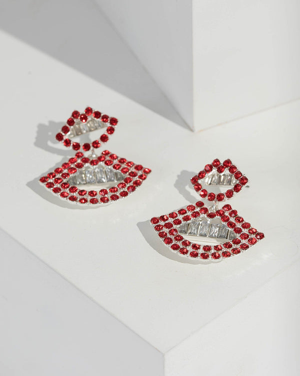 Red Crystal Lips Earrings | Earrings