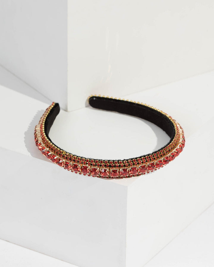 Red Crystal Row Detail Headband | Hair Accessories