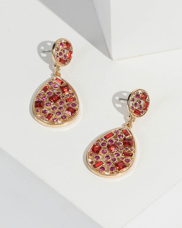 Red Crystalised Drop Earrings | Earrings