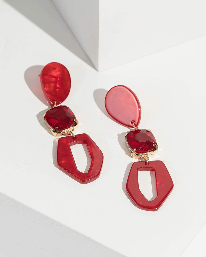 Red Dia Arcrylic Drop Earrings | Earrings