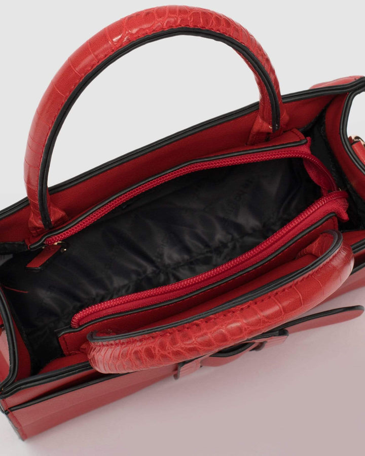 Red Dina Buckle Tote Bag | Tote Bags
