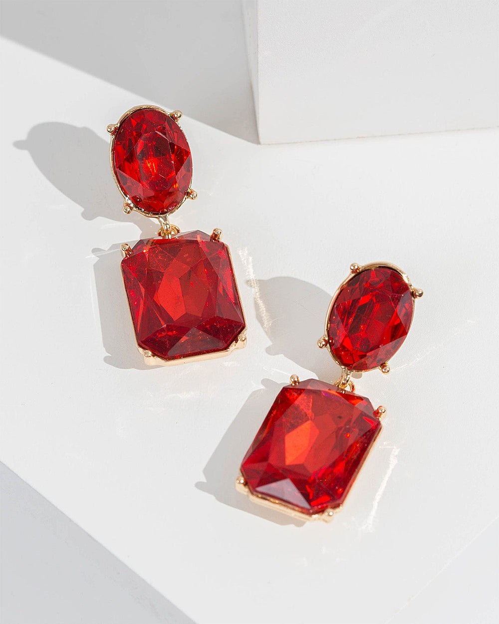 Double Drop Crystal Earrings In Red – colette by colette hayman