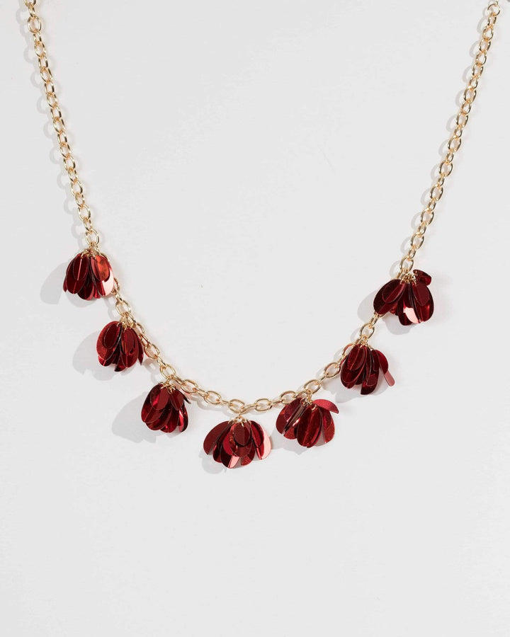 Red Floral Cluster Statement Necklace | Necklaces