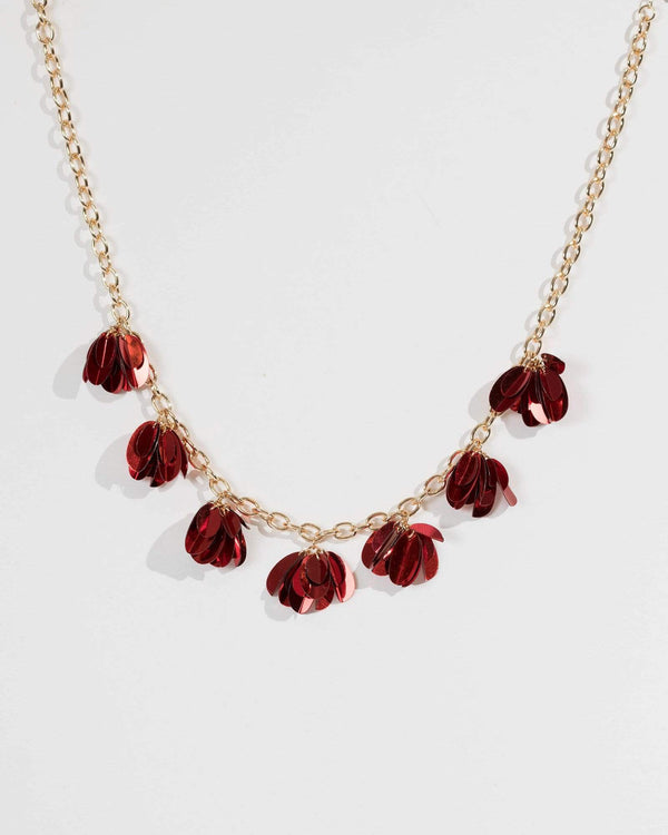 Red Floral Cluster Statement Necklace | Necklaces